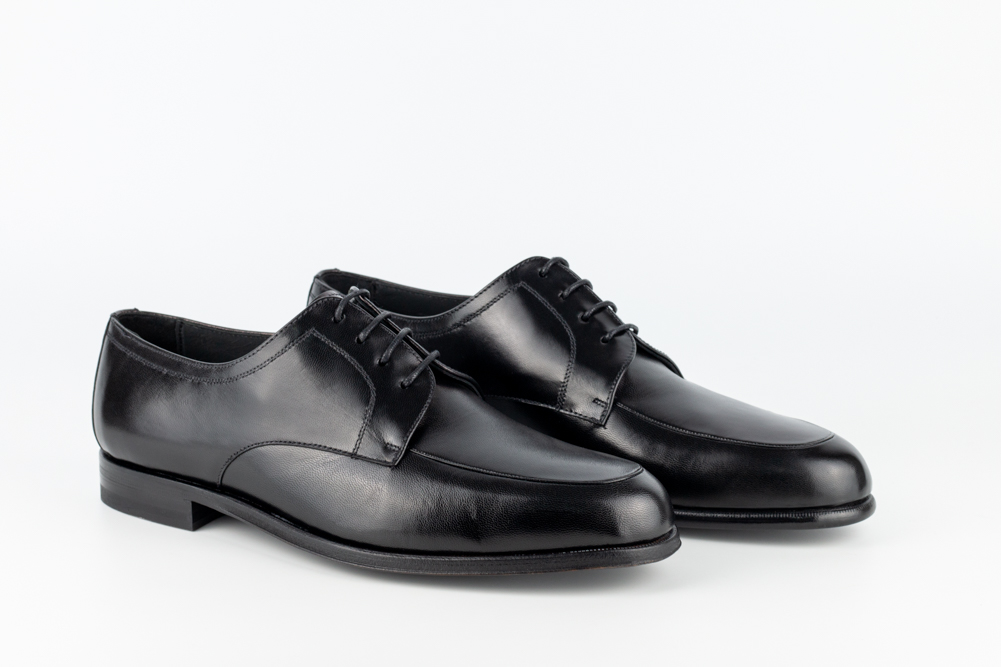 Greco New-2 Greco Black Men's Derby Shoes in Black Leather, Three-Quarter Cut