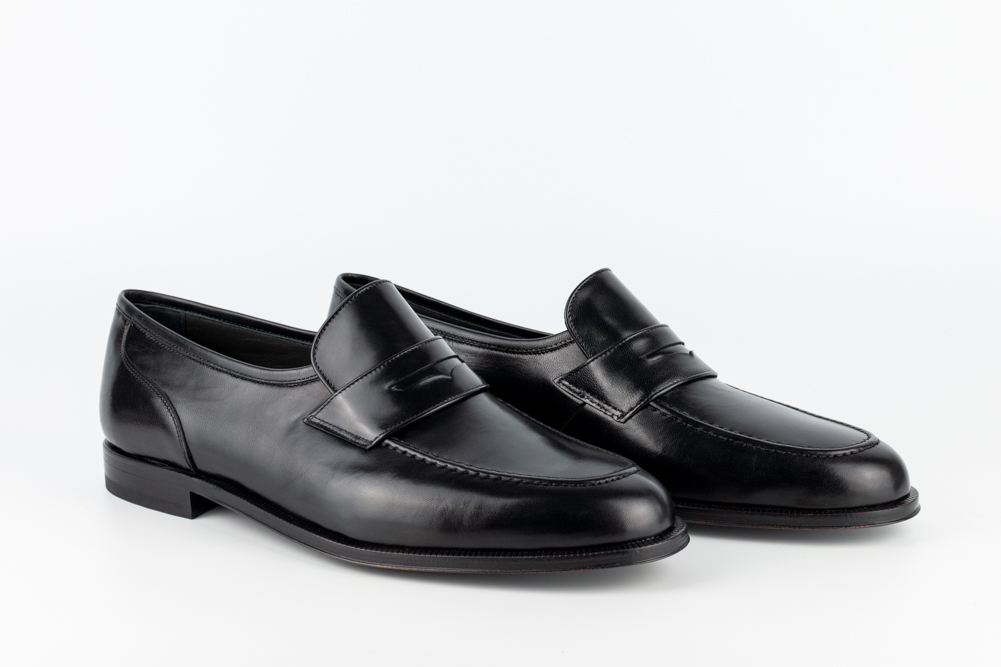 Velazquez New-2 Men's Black Velázquez Loafers in Black Leather, Special Width 11