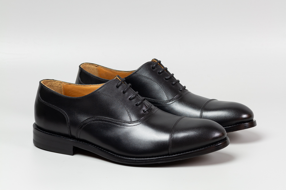 Eduard Black New-2 Eduard Black Men's Oxford Shoes in Black Leather, Three-Quarter Length
