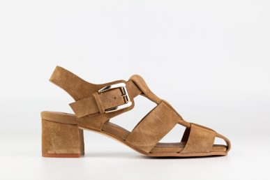 sandalia mujer ante cuero tacon medio hebilla lateral calce