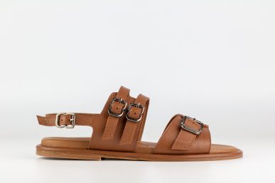 sandalia mujer ante cuero tacon medio hebilla lateral calce