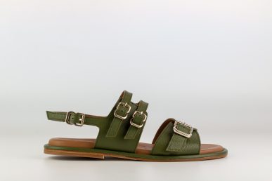 sandalia plana mujer piel cuero doble hebilla Calce