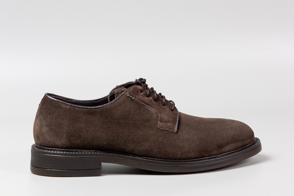 Savino Brown zapato Derby de hombre en ante marrón